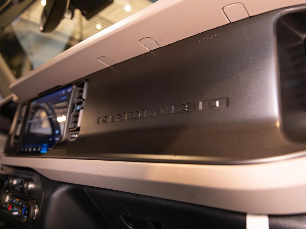 Dashboard of a ford bronco with a view of the infotainment system. - Monarch Showroom